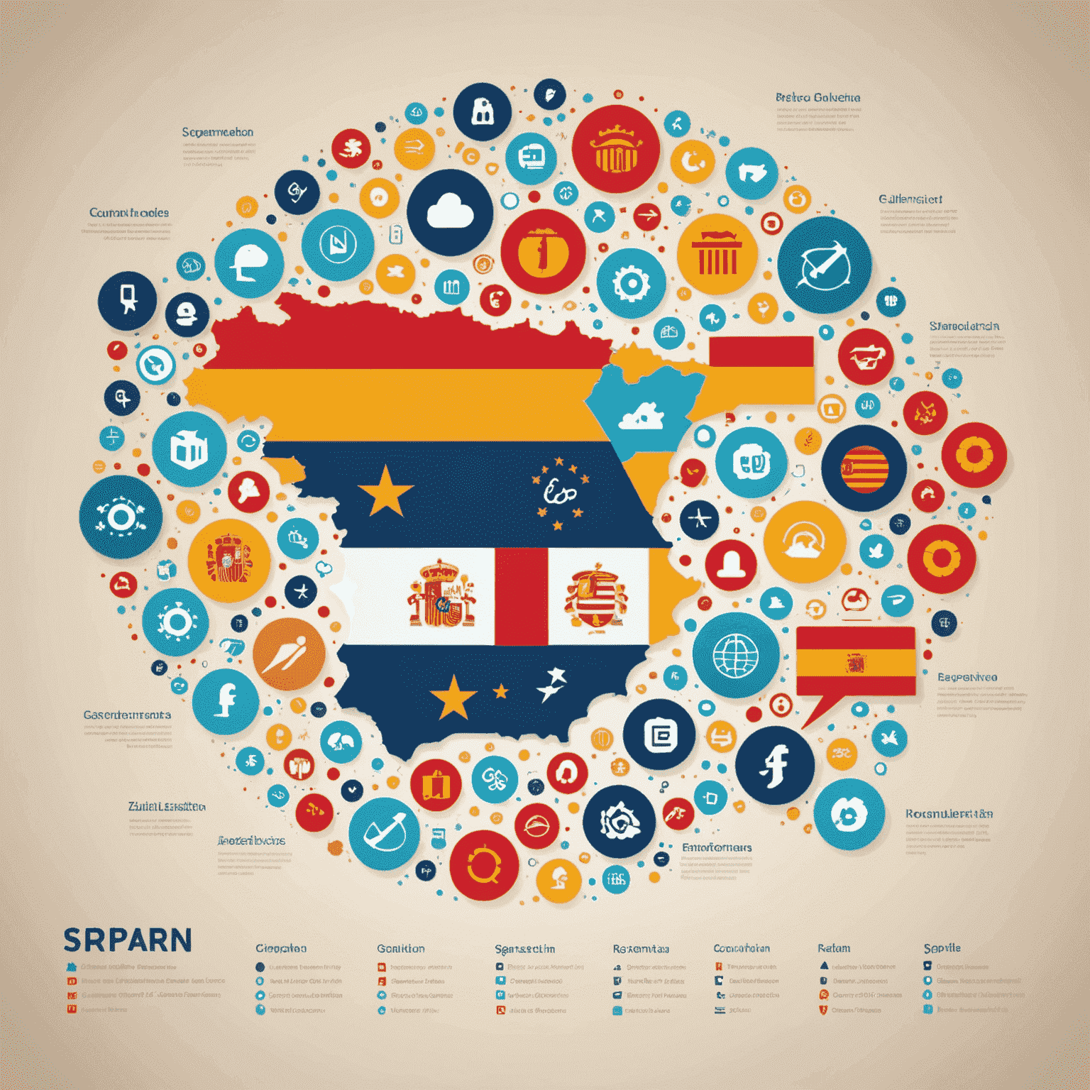 Gráfico mostrando el crecimiento del sector tecnológico en España, con iconos de empresas tech y startups prominentes