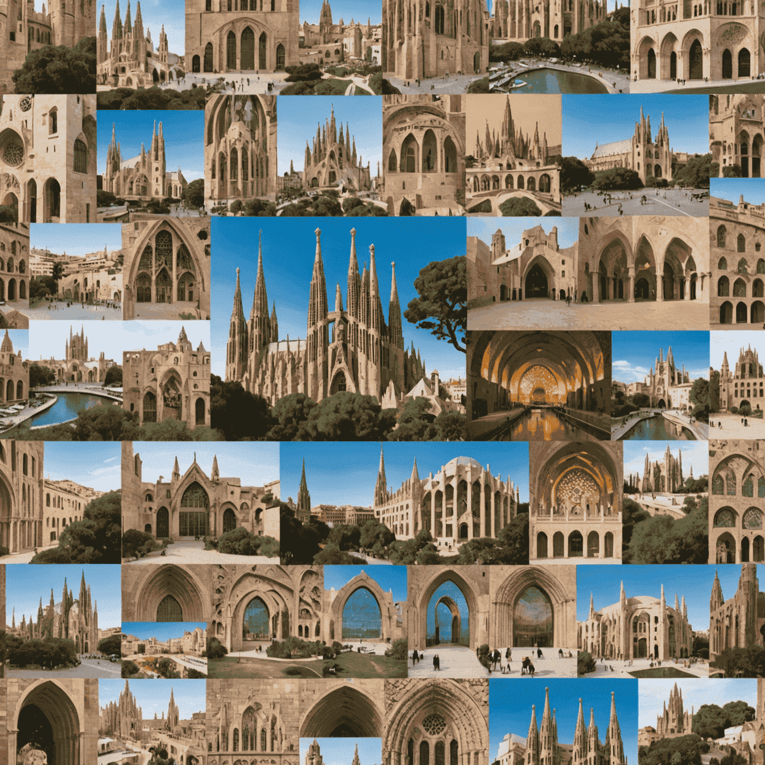 Imagen que muestra un collage de iconos de programación superpuestos sobre lugares emblemáticos de España, como la Sagrada Familia o la Alhambra, representando la fusión de la tecnología y la cultura española.